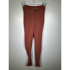 AMERICAN APPAREL RIDING PANT S Ribbed Equestrian‎ Henna Rust Brown High Rise